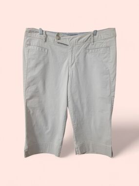 Eddie Bauer Light Tan Pants with Blue-Striped Waistband